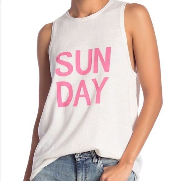 360 Cashmere Sunday Graphic Knit Tank Top XS - Picture 1 of 6